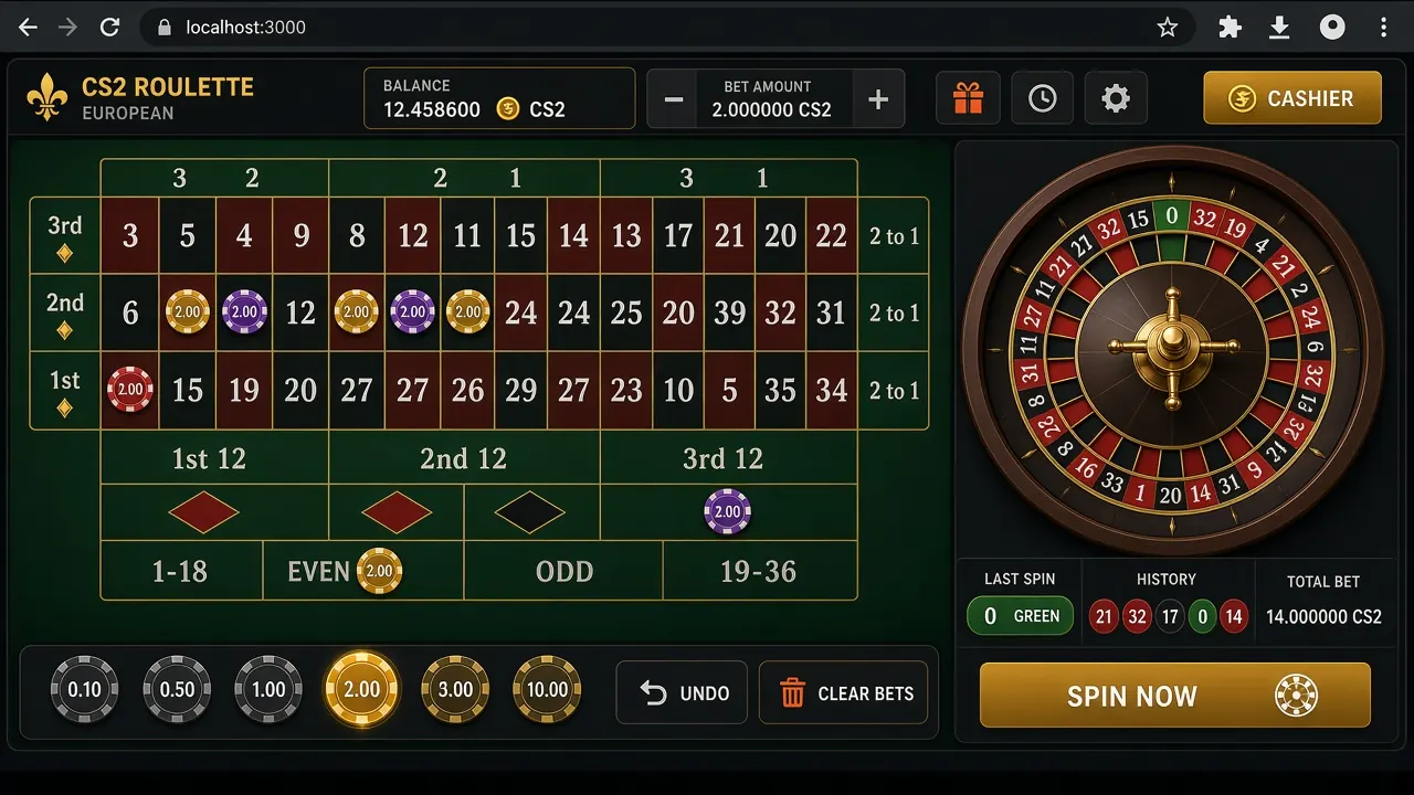 CSGO500 roulette-style platform screenshot